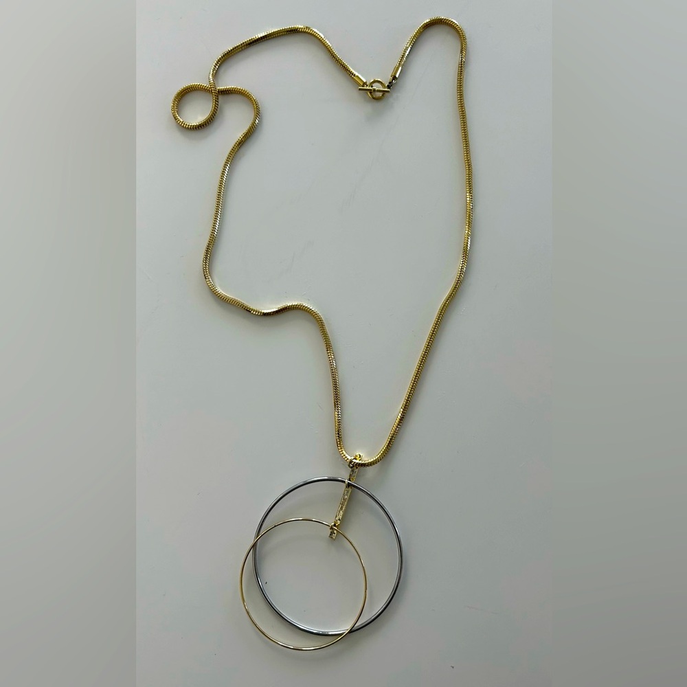 Maje Elegant Gold and Silver tone Hoops Necklace.